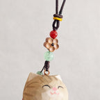 Hand Carved Lucky Cat Charm Wooden Hanging Ornament, Cute Fortune Cat Rearview Mirror Charm, Car Back Charm, Bag Charm, New Year Gift