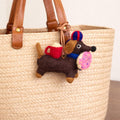 Handmade Felt Dachshund Keychain, Needle Felt Dog Bag Charm, Cute Wool Puppy Pendant, Backpack Charm, Gift for Dog Lovers