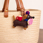 Handmade Felt Dachshund Keychain, Needle Felt Dog Bag Charm, Cute Wool Puppy Pendant, Backpack Charm, Gift for Dog Lovers