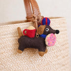 Handmade Felt Dachshund Keychain, Needle Felt Dog Bag Charm, Cute Wool Puppy Pendant, Backpack Charm, Gift for Dog Lovers