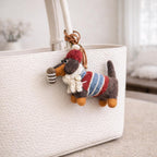 Handmade Felt Dachshund Keychain, Needle Felt Dog Bag Charm, Cute Wool Puppy Pendant, Backpack Charm, Car Mirror Hanging, Gift for Dog Lover