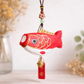 Hand Carved Japanese Style Lucky Koi Fish Car Charm, Good Luck Wooden Hanging Ornament, Rearview Mirror Charm, Bag Charm, Keychain Gift