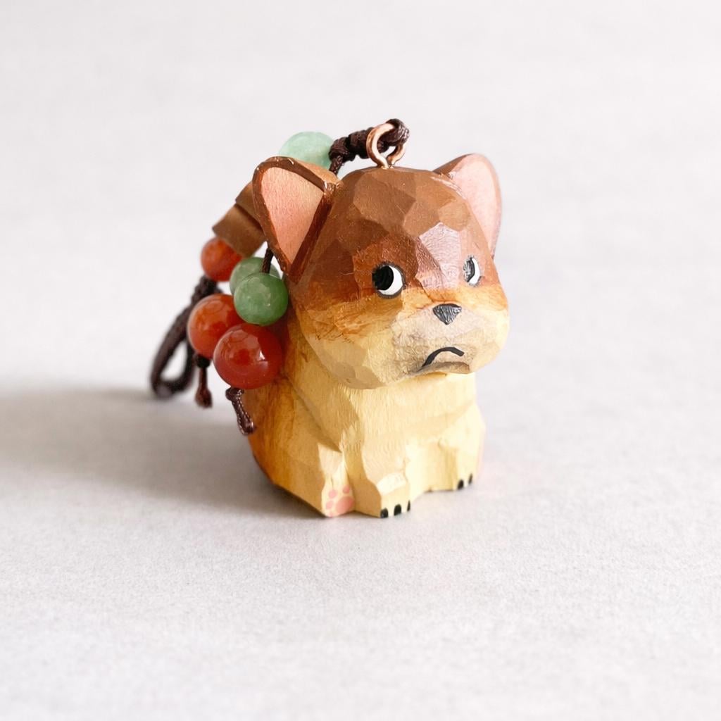 Hand Carved Wooden Dog Keychain, Cute Puppy Bag Charm, Handmade Wood Dog Ornament, Car Mirror Hanging Decor, Dog Lover Gift