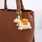 Handmade Felt Horse Keychain, Cute Wool Horse Bag Charm with Wings & Bell, Backpack Charm, Car Mirror Hanging Ornament, Handmade Animal Gift