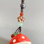 Hand Carved Wooden Mushroom Keychain, Cute Forest Style Mushroom Charm, Bag Charm Car Accessory, Woodland Decor Gift, Mini Wood Ornament