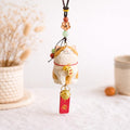 Japanese Style Lucky Cat Car Hanging Charm, Hand Carved Wooden Maneki Cat Ornament, Good Luck Rearview Mirror Decor, Bag Charm Gift