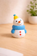 Hand Carved Wooden Snowman Figurine, Christmas Desk Decor, Cute Winter Snowman Ornament, Minimalist Holiday Table Decoration, Wood Gift