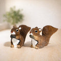 Hand Carved Wooden Squirrel Figurine, Cute Woodland Animal Decor, Mini Handmade Desk Ornament, Wood Sculpture Gift