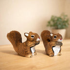 Hand Carved Wooden Squirrel Figurine, Cute Woodland Animal Decor, Mini Handmade Desk Ornament, Wood Sculpture Gift