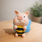 Hand Carved Bee Pig Wooden Figurine, Cute Flying Pig Desk Decor, Handmade Animal Sculpture, Wood Ornament, Gift for Animal Lover