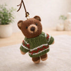 Handmade Felt Bear Keychain, Cute Wool Teddy Bag Charm, Needle Felt Animal Pendant, Car Hanging Ornament, Unique Handmade Gift