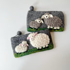 Handmade Felt Sheep Coin Purse, Needle Felted Wool Wallet, Cute Farm Animal Zipper Pouch, Handmade Gift for Friends, Wool Felt Card Holder