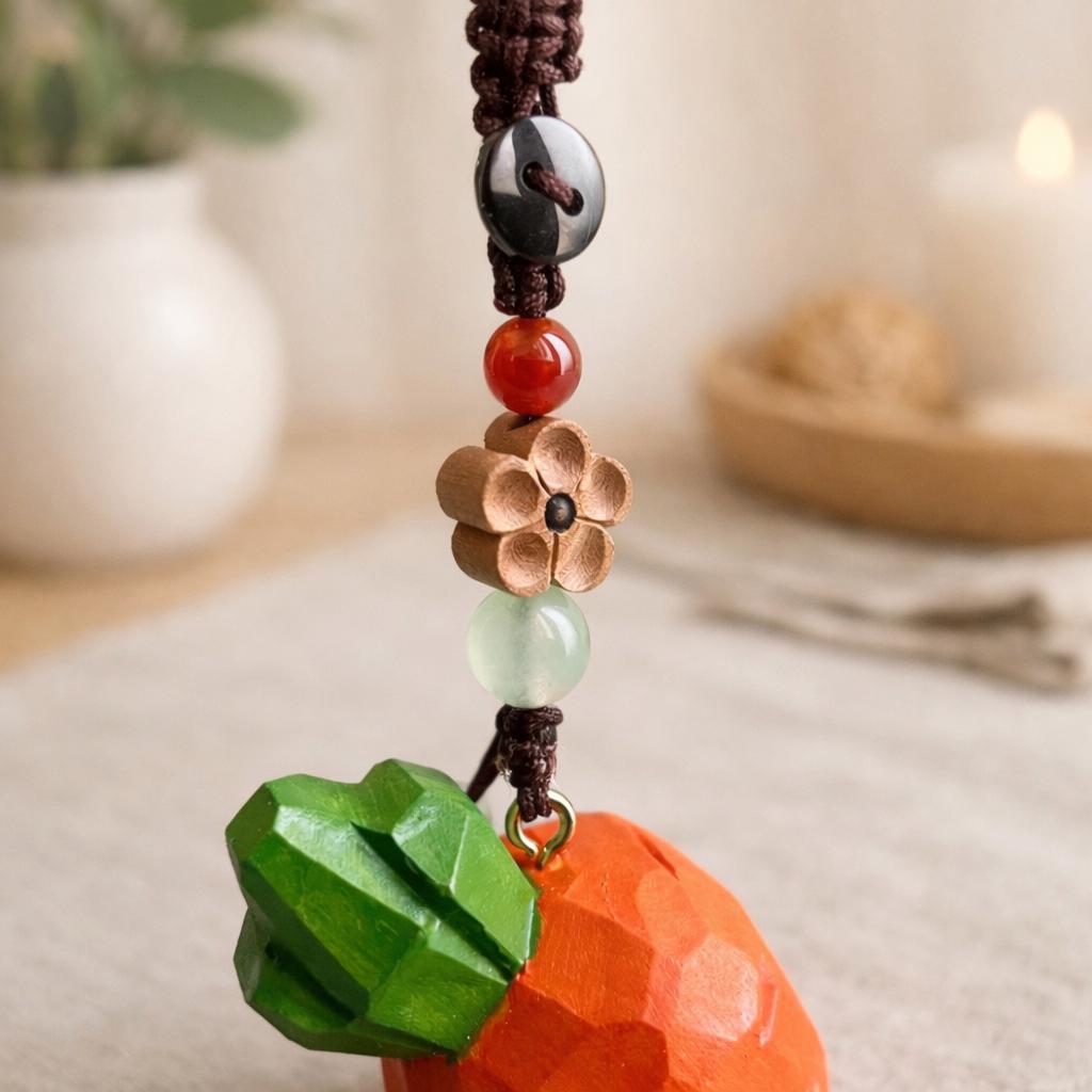Hand Carved Wooden Carrot Keychain, Cute Vegetable Bag Charm, Handmade Wood Keyring, Backpack Charm, Small Gift for Her, Car Mirror Hanging