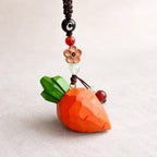 Hand Carved Wooden Carrot Keychain, Cute Vegetable Bag Charm, Handmade Wood Keyring, Backpack Charm, Small Gift for Her, Car Mirror Hanging