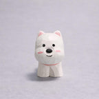 Hand Carved West Highland Terrier Wooden Figurine, Mini Westie Dog Desk Decor, Solid Wood Puppy Ornament, Dog Lover Gift, Office Shelf Decor