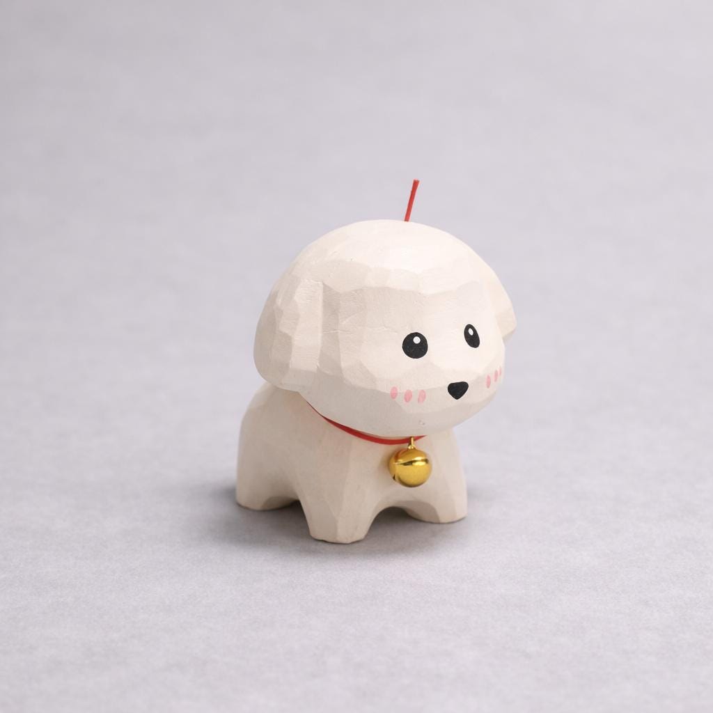 Hand Carved White Puppy Wooden Figurine, Mini White Dog Desk Decor, Small Solid Wood Dog Ornament, Cute Puppy Gift, Office Shelf Decoration