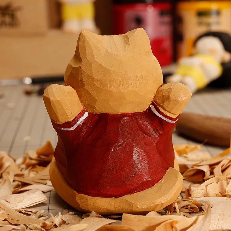 Hand Carved Shiba Inu Wooden Figurine, Lucky Dog Desk Decor, Cute Shiba Statue, Wood Puppy Ornament, Gift for Dog Lovers, Office Shelf Decor