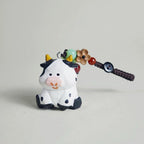 Hand Carved Wooden Cow Keychain, Cute Cow Bag Charm, Mini Farm Animal Keyring, Wooden Cow Pendant, Handmade Gift for Animal Lovers