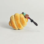 Hand Carved Bread Keychain, Wooden Croissant Charm Cute Food Keyring, Handmade Bag Charm, Car Key Holder Gift for Food Lovers