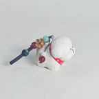 Hand Carved White Dog Keychain, Wooden Puppy Charm, Cute Dog Keyring, Handmade Bag Charm, Car Key Holder, Gift for Dog Lovers