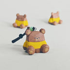 Hand Carved Wooden Bear Keychain, Cute Bear Bag Charm, Ornament, Wooden Animal Key Ring, Backpack Accessory, Handmade Gift for Animal Lovers