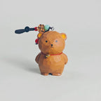 Hand Carved Wooden Bear Keychain, Unique Animal Charm, Miniature Wood Bear Pendant, Cute Backpack Charm, Car Key Accessory, Gift for Friends