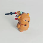 Hand Carved Wooden Bear Keychain, Unique Animal Charm, Miniature Wood Bear Pendant, Cute Backpack Charm, Car Key Accessory, Gift for Friends