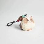 Hand Carved Wooden Cat Keychain, Handmade Japanese Style Cat Charm, Miniature Wood Pendant, Cute Animal Bag Charm, Car Key Accessory, Gift