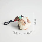 Hand Carved Wooden Cat Keychain, Handmade Japanese Style Cat Charm, Miniature Wood Pendant, Cute Animal Bag Charm, Car Key Accessory, Gift