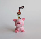 Handmade Wooden Pig Keychain, Japanese Style Miniature Lucky Charm, Cute Pig Pendant, Handcrafted Wood Bag Charm, Animal Keyring, Lucky Gift