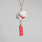 Handmade Wooden Lucky Dog Car Charm, Japanese Style Miniature Handcrafted Puppy Ornament, Cute Rearview Mirror Decor, Lucky Gift, Pendant