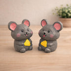Lucky Mouse Wooden Figurine, Japanese Style Handcrafted Decor, Cute Mouse Holding Cheese, Handmade Desk Decor, Shelf Ornament, Animal Gift