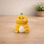 Lucky Dinosaur Wooden Figurine, Japanese Style Handcrafted Wood Carving, Cute Yellow Dino Desk Decor, Handmade Shelf Ornament, Wood Gift