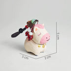 Hand Carved Japanese Style Miniature Wooden Pony Keychain, Basswood Horse Charm, Cute Lucky Horse Bag Charm, Car Hanging Ornament Gift