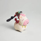 Hand Carved Japanese Style Miniature Wooden Pony Keychain, Basswood Horse Charm, Cute Lucky Horse Bag Charm, Car Hanging Ornament Gift