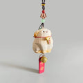Japanese Style Miniature Wooden Dog Charm, Hand Carved Basswood Puppy Hanging Decor, Lucky Rearview Mirror Decor, Bag Charm & Keychain, Gift