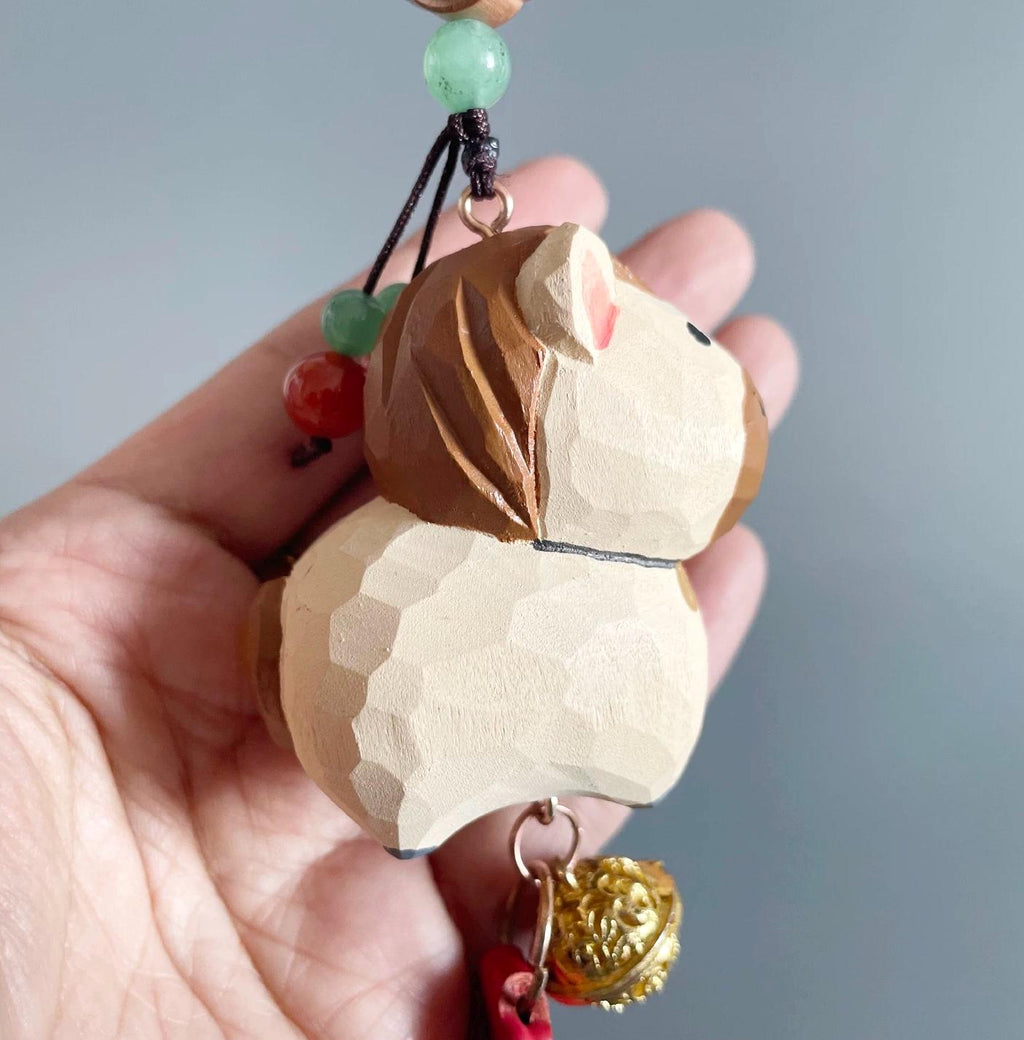Hand Carved Japanese Style Miniature Wooden Horse Keychain, Basswood Pony Charm, Lucky Zodiac Horse Bag Charm, Car Hanging Ornament Gift