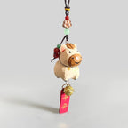 Hand Carved Japanese Style Miniature Wooden Horse Keychain, Basswood Pony Charm, Lucky Zodiac Horse Bag Charm, Car Hanging Ornament Gift