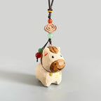 Hand Carved Japanese Style Miniature Wooden Horse Keychain, Basswood Pony Charm, Lucky Zodiac Horse Bag Charm, Car Hanging Ornament Gift