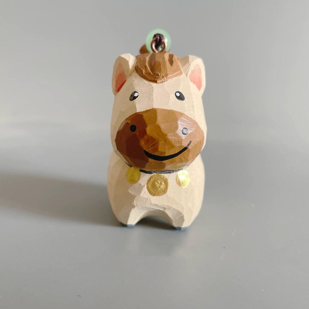 Hand Carved Japanese Style Miniature Wooden Dog Keychain, Basswood Puppy Charm, Lucky Dog Bag Charm & Hanging Ornament Gift