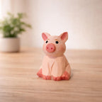 Japanese Style Miniature Wooden Pig Figurine, Hand Carved Basswood Zodiac Pig Sculpture, Cute Desk Decor Animal Statue, Home Ornament, Gift