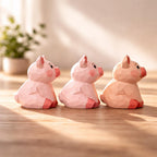 Japanese Style Miniature Wooden Pig Figurine, Hand Carved Basswood Zodiac Pig Sculpture, Cute Desk Decor Animal Statue, Home Ornament, Gift
