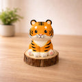 Japanese Style Miniature Wooden Tiger Figurine, Hand Carved Basswood Zodiac Tiger Sculpture, Cute Animal Desk Decor, Home Ornament, Gift