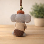 Handmade Felt Elephant Bag Charm, Cute Wool Elephant Keychain, Pumpkin Animal Backpack Charm, Soft Fall Ornament, Gift for Her