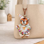 Handmade Felt Circus Animal Bag Charm, Cute Wool Tiger or Fox Keychain, Circus Backpack Charm, Soft Felt Ornament, Gift for Her
