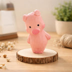Hand Carved Japanese Style Wooden Pig Figurine, Cute Pink Basswood Animal Sculpture, Home & Office Desk Decor, Gift for Friends