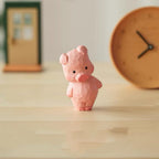 Hand Carved Japanese Style Wooden Pig Figurine, Cute Pink Basswood Animal Sculpture, Home & Office Desk Decor, Gift for Friends