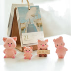 Hand Carved Japanese Style Wooden Pig Figurine, Cute Pink Basswood Animal Sculpture, Home & Office Desk Decor, Gift for Friends