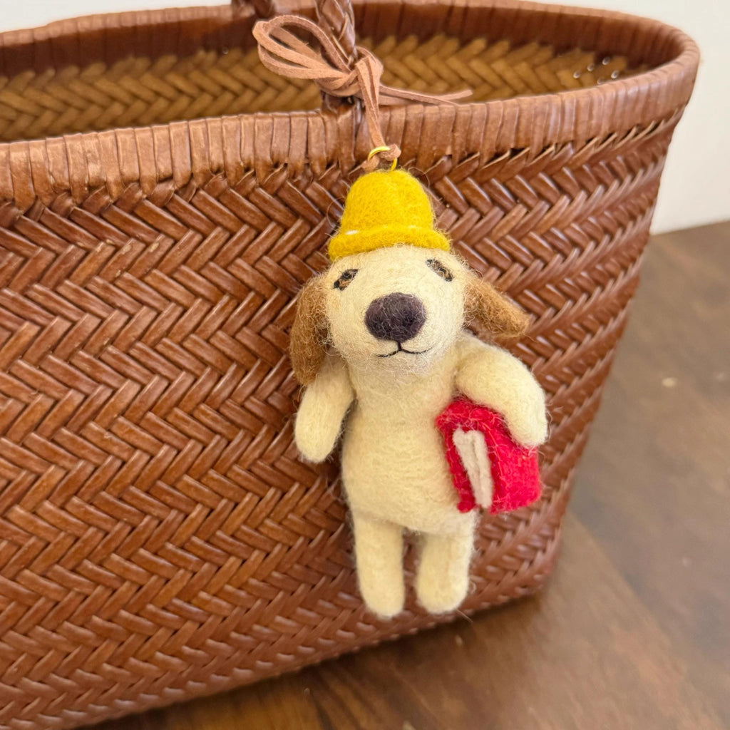 Handmade Needle Felt Dog Keychain, Cute Felt Student Puppy Bag Charm, Wool Dog Car Charm, Gift for Dog Lovers