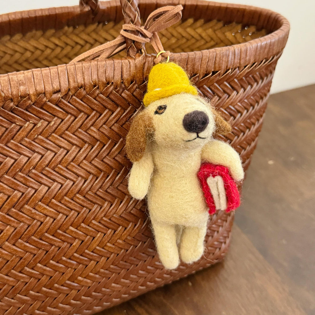 Handmade Needle Felt Dog Keychain, Cute Felt Student Puppy Bag Charm, Wool Dog Car Charm, Gift for Dog Lovers
